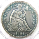 1864 Seated Liberty Silver Dollar Civil War $1 - PCGS XF Detail (EF) - Rare Date