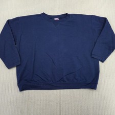 Vintage Hanes Her Way Sweatshirt Women XL Blue Crew Neck Pullover Blank Y2K