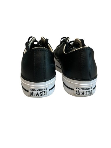 Converse Chuck Taylor All Star Shoes Sneakers Size 9 Black Leathers Platforms - Picture 7 of 11