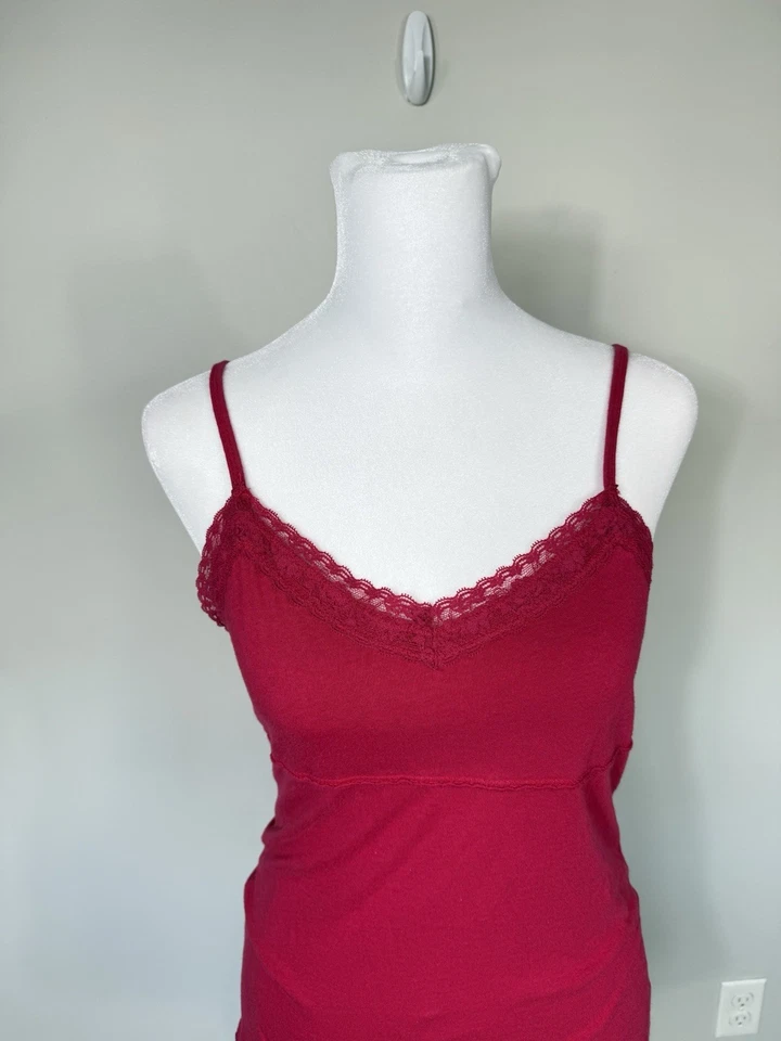 Camiseta sin mangas Y2K Mudd para mujer M rosa encaje ribete camisola preppy años 90 algodón crepúsculo Foto 3 de 4