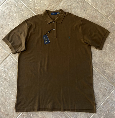 Polo Ralph Lauren Classic Fit Mesh Polo Shirt 2XB Brown w/Blue