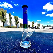 16" Crazy Thick Bong Quad Section Color Hookah Water Pipe Glass Tobacco Beaker