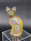 Vtg Fenton Art Glass Autumn Gold Iridescent Sitting Cat 5”T Figurine Undecorated