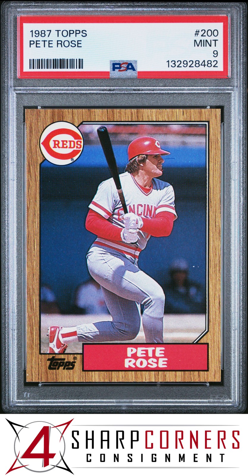 1987 TOPPS #200 PETE ROSE REDS PSA 9