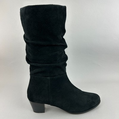 Hotter Stiefel Größe UK7 Weite Sloane schwarz Wildleder wadenlang lässige Absätze elegante Bootie
