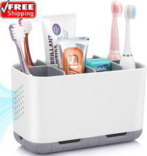 Toothbrush and Toothpaste Holder Drainage for Bathroom Countertop with Adjustabl