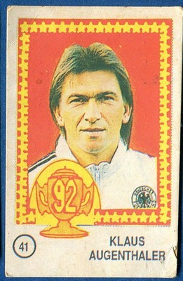 Klaus Augenthaler Super Star Dogus '92 Fußball Kaugummi Karte