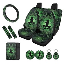 Boho Frog Printed Car Seat Covers Full Set For Women Men Neoprene Steering W...