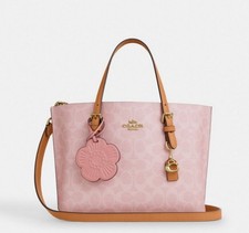NWTCoach Mollie Tote Bag 25 In Signature Canvas With Charm Powder Pink CER24