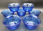 Set of 7- PYREX Cobalt Blue Small Glass Bowls 463 Custard Cups Discontinued