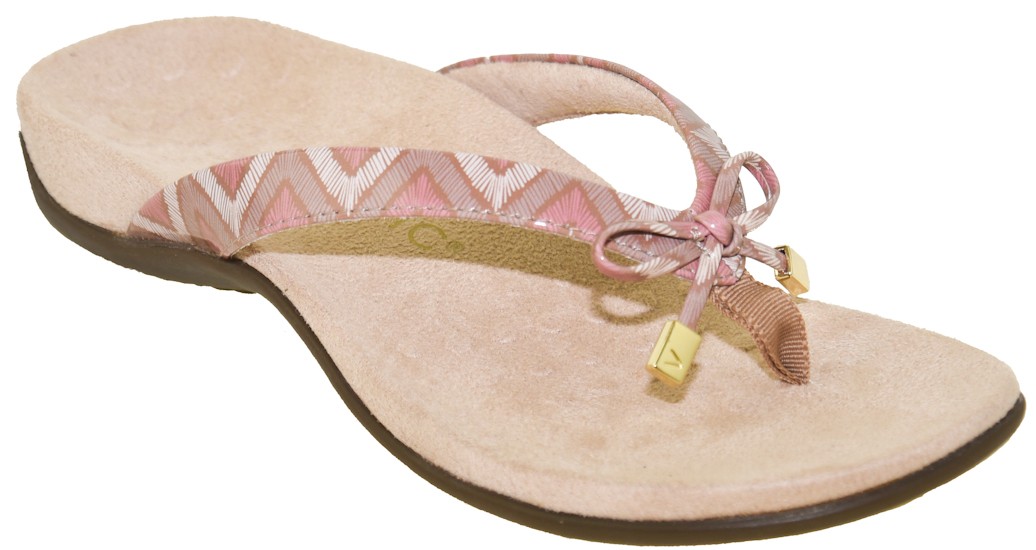 Vionic Women's Rest Bella II Toe Post Sandal Chevron Dusty Pink