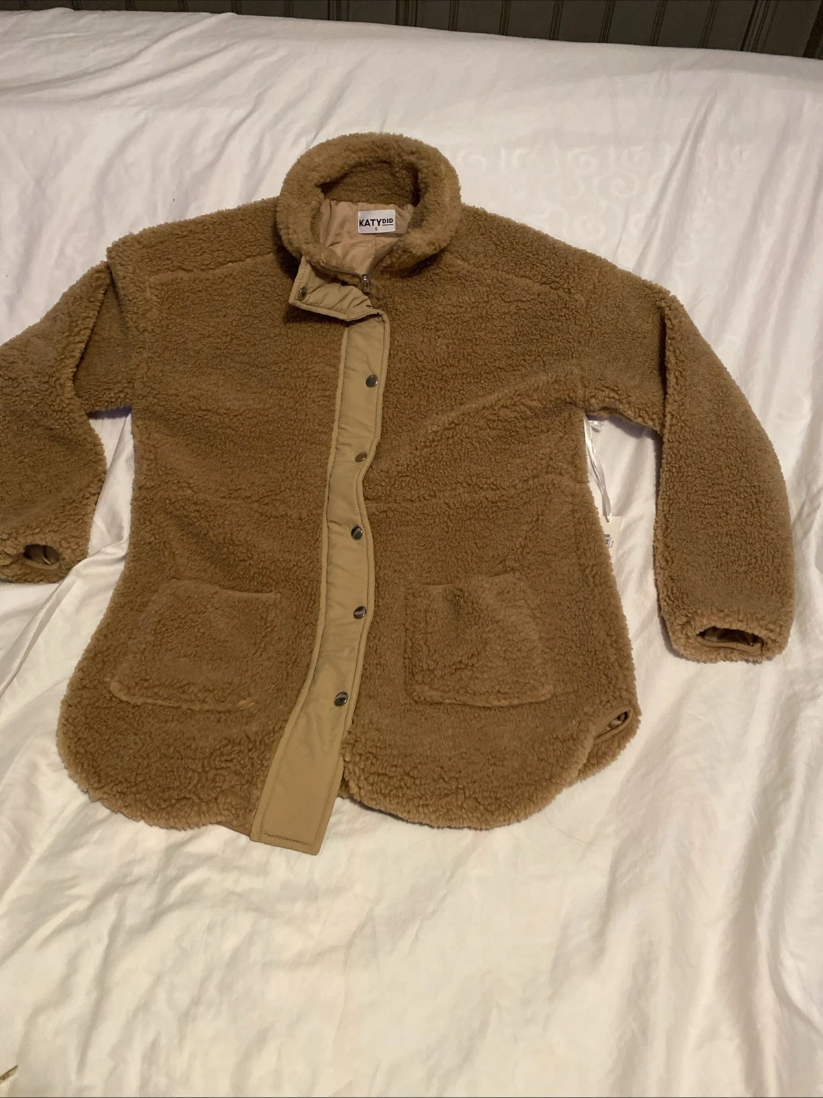 Outdoor Sherpa Fleece Zip Jacket Tan W Pockets Fuzzy NWT Retail 59.99