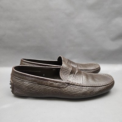 Tods Gommino Shoes Mens 10.5 UK 9 Brown Leather Penny Driving Loafers Slip On