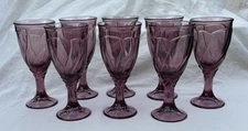 Noritake SWEET SWIRL Set of 4 VGC Cranberry Plum Colored Goblet Glass 7 3/8"