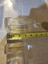 Lot Of 2 1950s Clear BAYER ASPIRIN BOTTLES, 5"  3.5", NICE 