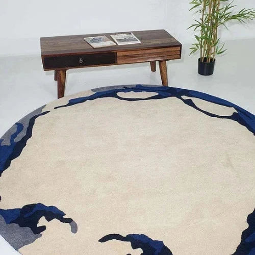 Round Rug Hand Tufted Wool Round Carpet Circle Rug 9x9, 10x10 for home decor rug - Image 4 of 4