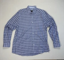 Johnston & Murphy Mens Large Button Shirt Houndstooth Plaid Career Casual Modern