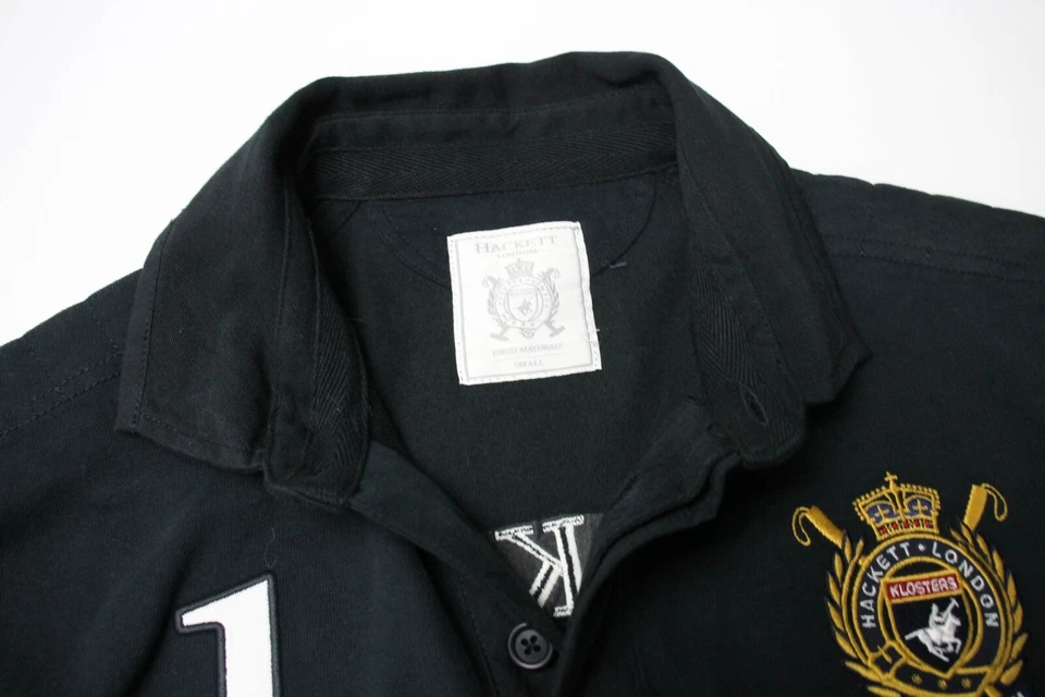 Hackett Snow Polo Team Sudadera Hombre Pequeño Polo Rugby Cuello Bordado Negro - Imagen 4 de 4