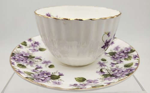 Vintage Mismatched Purple Violet Floral Teacup Saucer Fine Bone China Radfords - Picture 3 of 15