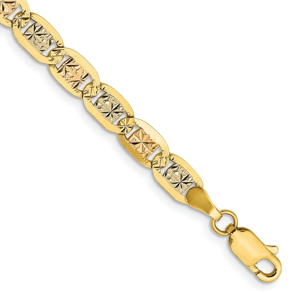 Bracciale catena Valentino pavè oro tricolore 7" 14 carati 4 65 mm