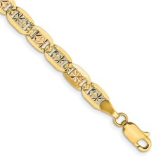 7" 14K Tri-color Gold 4.65mm Pave Valentino Chain Bracelet