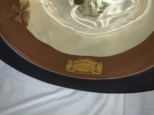 JOLI chapeau Boegel's noir Homburg / Fedora 1922 vintage taille 7 1/4 - prix d'origine 7,95 $ - Photo 8/16