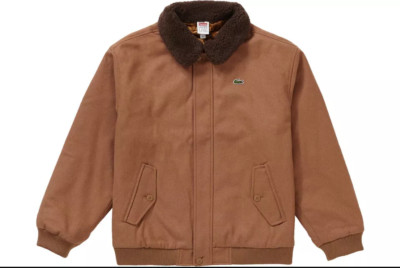Supreme x Lacoste Wool Bomber Jacket Tan Size XL NEW With Tags