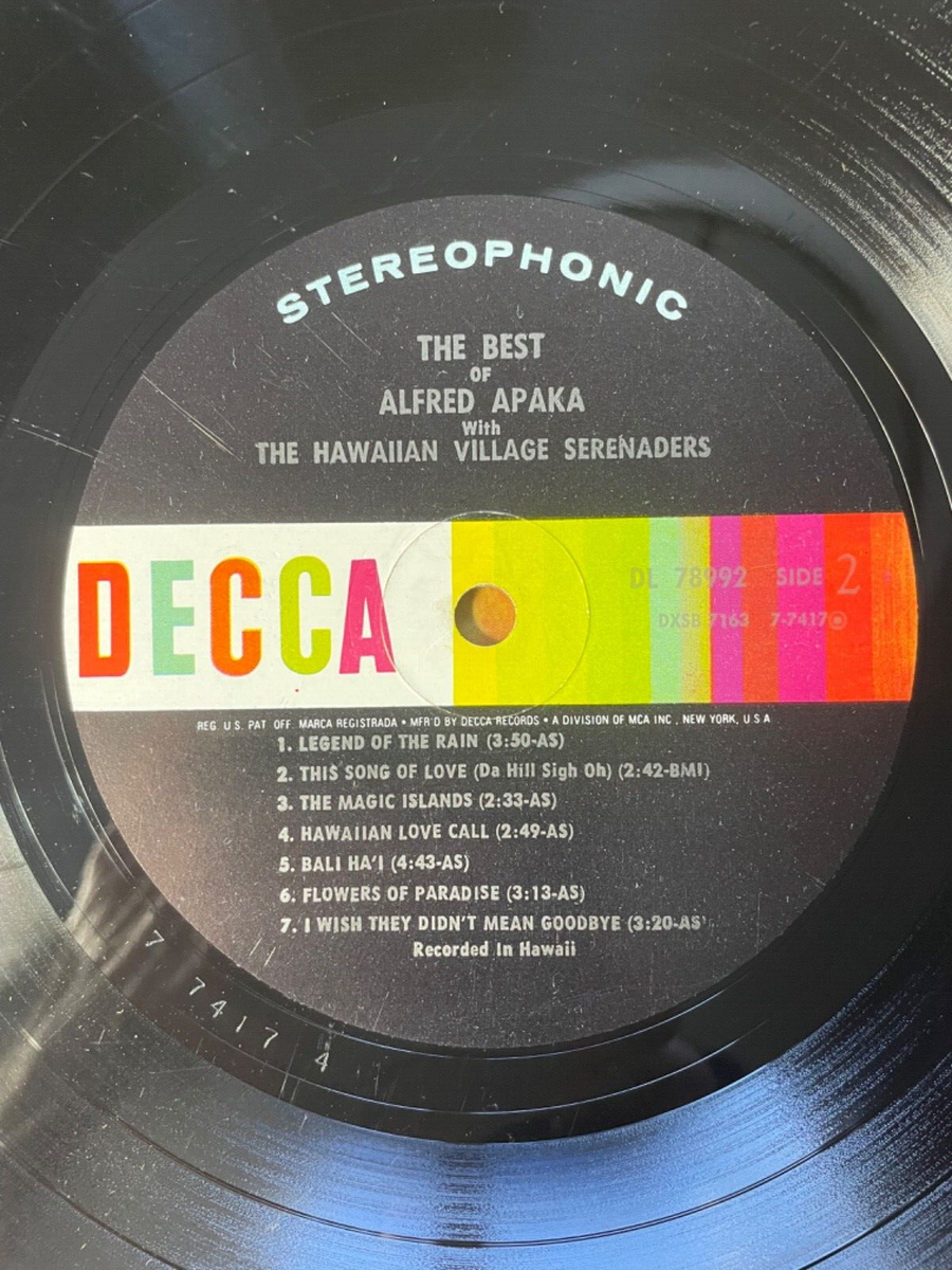 洋楽 Kam CDS The Best Of Alfred Apaka 2X-LP (Decca ‎– DXSB 7163) 1960