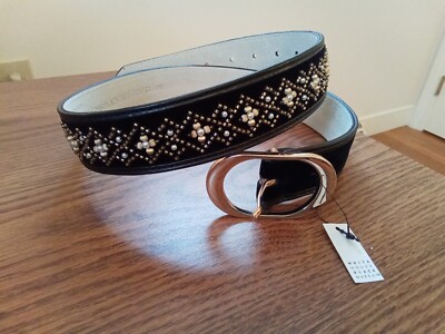 White House Black Market Black + White Belt — Size S (NWT) White House Black Market Donatella Blue Suede Skinny Stretch  main image 3