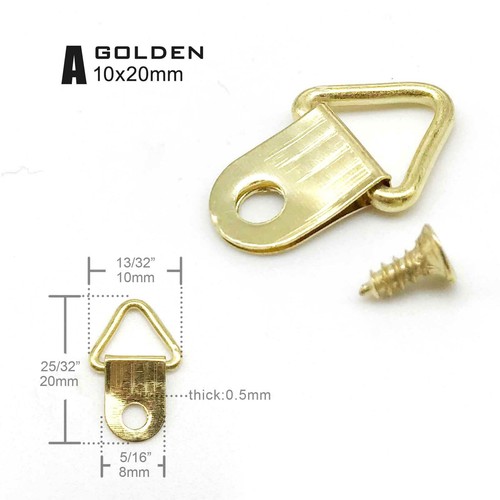 25/100pc Triangle D-ring Picture Photo Oil Painting Frame Wall Hook Hanger Screw - Picture 2 of 17