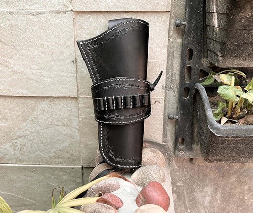 LEATHER DRAW SINGLE ACTION REVOLVER HOLSTER SMITH WESSON, HILASON AMMO GUN MODEL - Picture 23 of 31