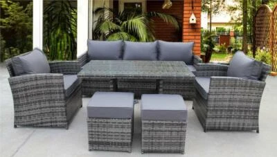RATTAN WICKER GARDEN OUTDOOR CUBE TABLE AND CHAIRS FURNITURE PATIO DINING SET