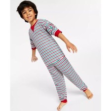 Family Pajamas Matching Kids Holiday Stripe Bright White, Size XL 14-16