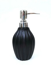 PRIMA DESIGN BLACK 3D STRIPES CERAMIC SOAP DISPENSER POLISHED SILVER CHROME PUMP