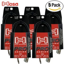 5-PACK Hosa HSX-003 3FT Rean 1/4" TRS to XLR M Pro Balanced Interconnect Cable