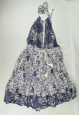 Free People Halter Backless Mini Dress Blue White Ruffle Circle Skirt Floral M | eBay Free People Halter Backless Mini Dress Blue White Ruffle Circle Skirt Floral M | eBay