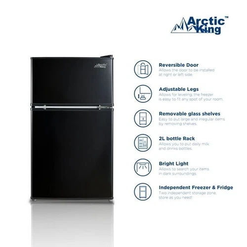 Black 3.2 Cu ft Two Door Compact Mini Fridge with Freezer - Picture 9 of 17