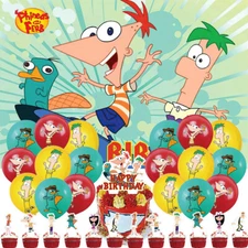 Phineas and Ferb Birthday Decor Party Supplies Set Balloons Cake Toppers Banner