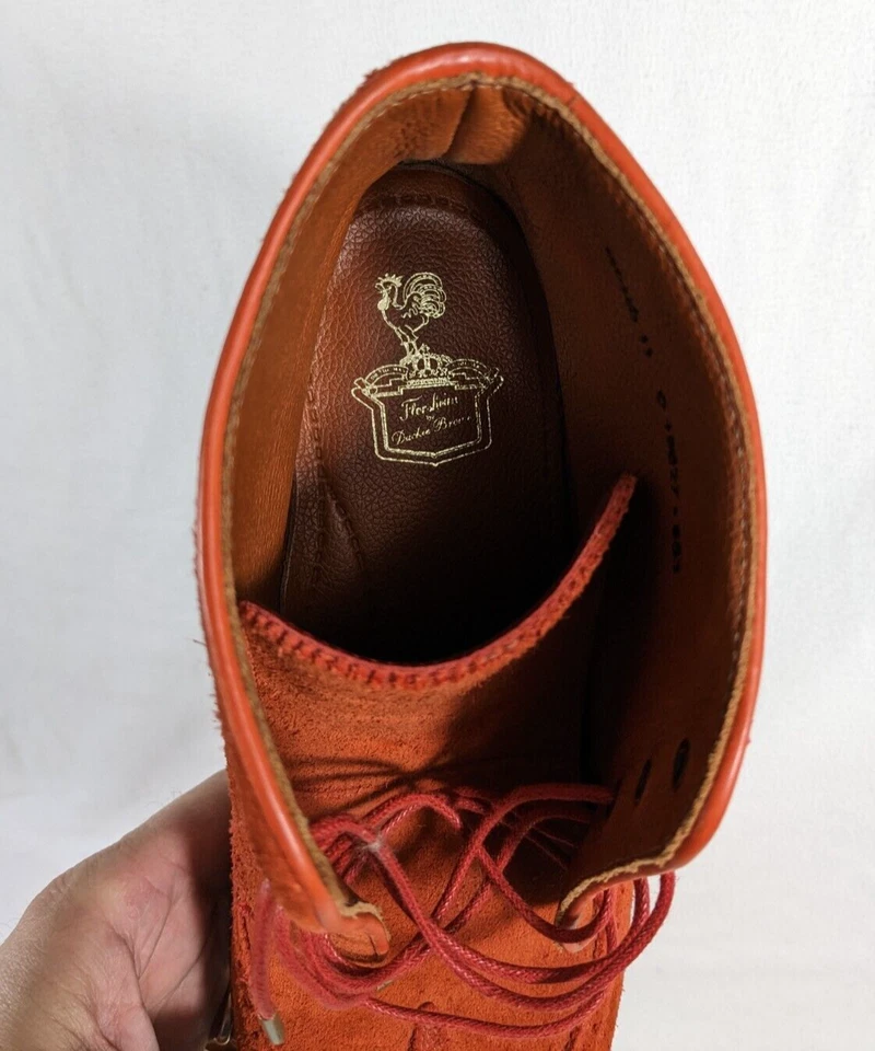 FLORSHEIM by DUCKIE BROWN Hombres 11 Botas Punta de Ala Cuero Perforado Rosa Desierto Foto 2 de 4