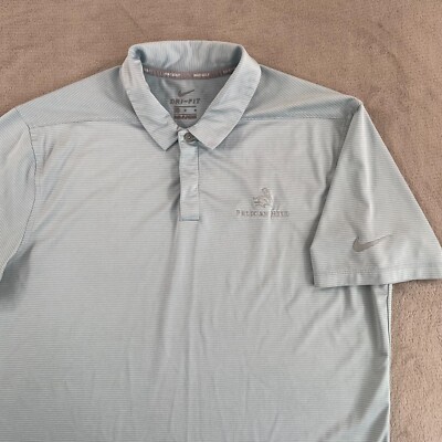 Nike OLC Golf Rush Polo Shirt Men Medium Blue Grey Dri Fit Pelican Hill GC SS