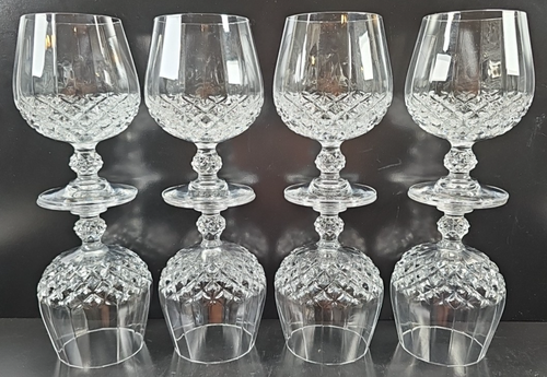 8 Cristal D'Arques Longchamp Brandy Glasses Set Crystal Clear Cut Bar France Lot - Picture 8 of 24