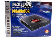 Mad Dog Dominator Black External USB 3.5" Floppy Drive for Mac or PC, MD-ED1F