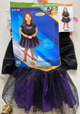 Halloween DC BAT GIRL Dress Cape Toddler Costume PhotoOp Black Purple 4T  NWT | eBay