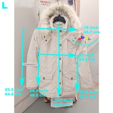 HOLLISTER FAUX FUR LINED COZY PARKA JACKET COAT CREAM WHITE WOMENS SIZE LARGE