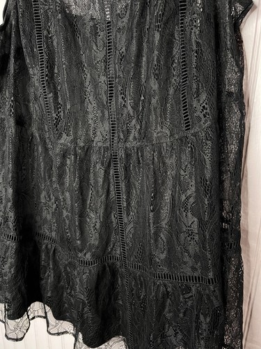 Top donna TORRID 1X boho chic nero pizzo slip canotta 2Fer elegante pizzo floreale - Foto 4 di 11