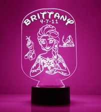 Frozen Personalized FREE Disney Elsa LED Night Light Lamp with Remote Control