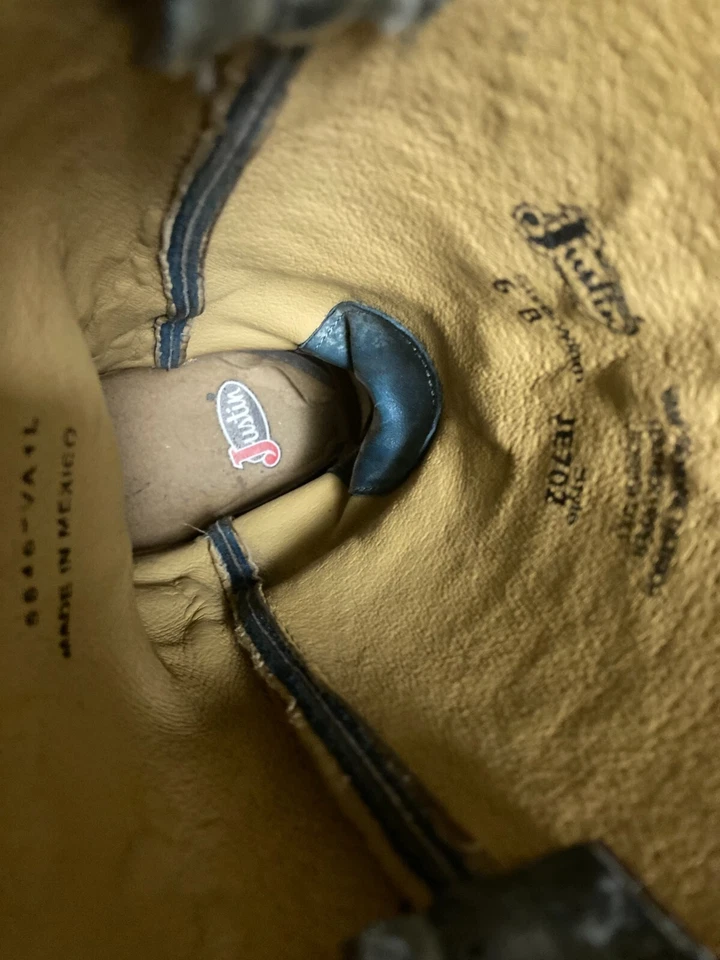 JUSTIN BROWN BLUE OSTRICH QUILL SQUARE TOE COWBOY RANCH RODEO DANCE BOOTS 6 B - Image 2 of 4