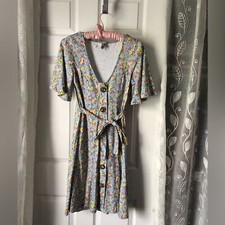 ASOS front button design belted floral printed dress, about knee length, size 8