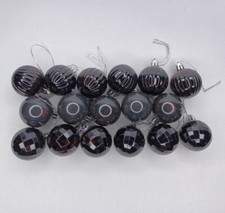 17 Black Christmas Tree Ornaments Shatterproof Plastic Balls 1.57" 4cm 