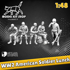 1/48 - Figurines WW2 Soldats Americains Mangeant  by modelkit.fr